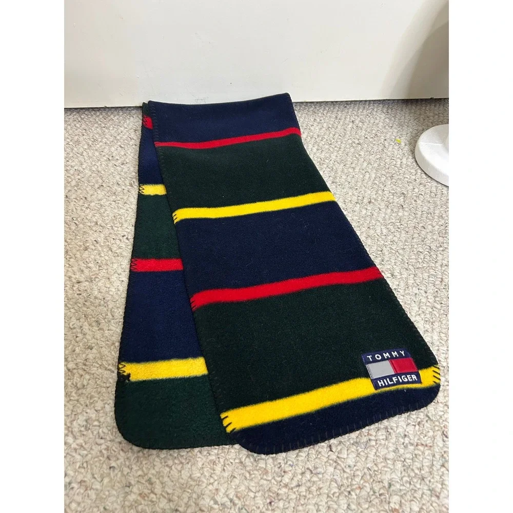Tommy Hilfiger Mens Striped Scarf Winter Warm‎ Blue Green Red Yellow